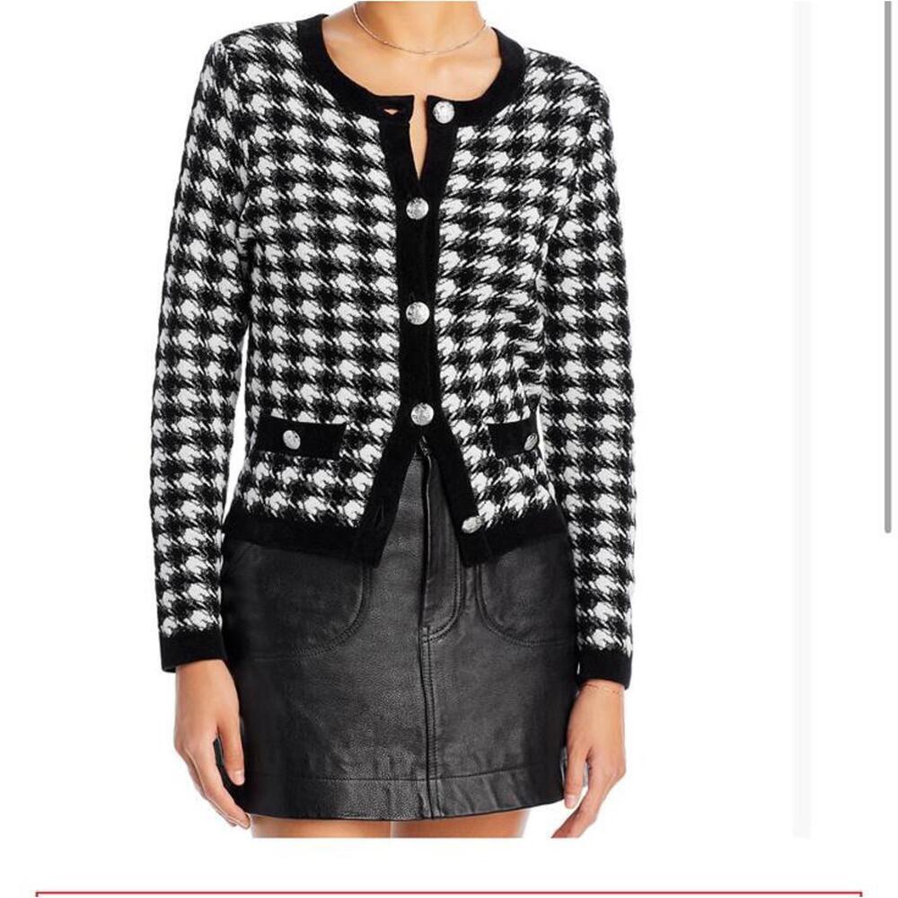 NWOT Veronica Beard Houndstooth Knit Primrose Cardigan Sweater Jacket Size M